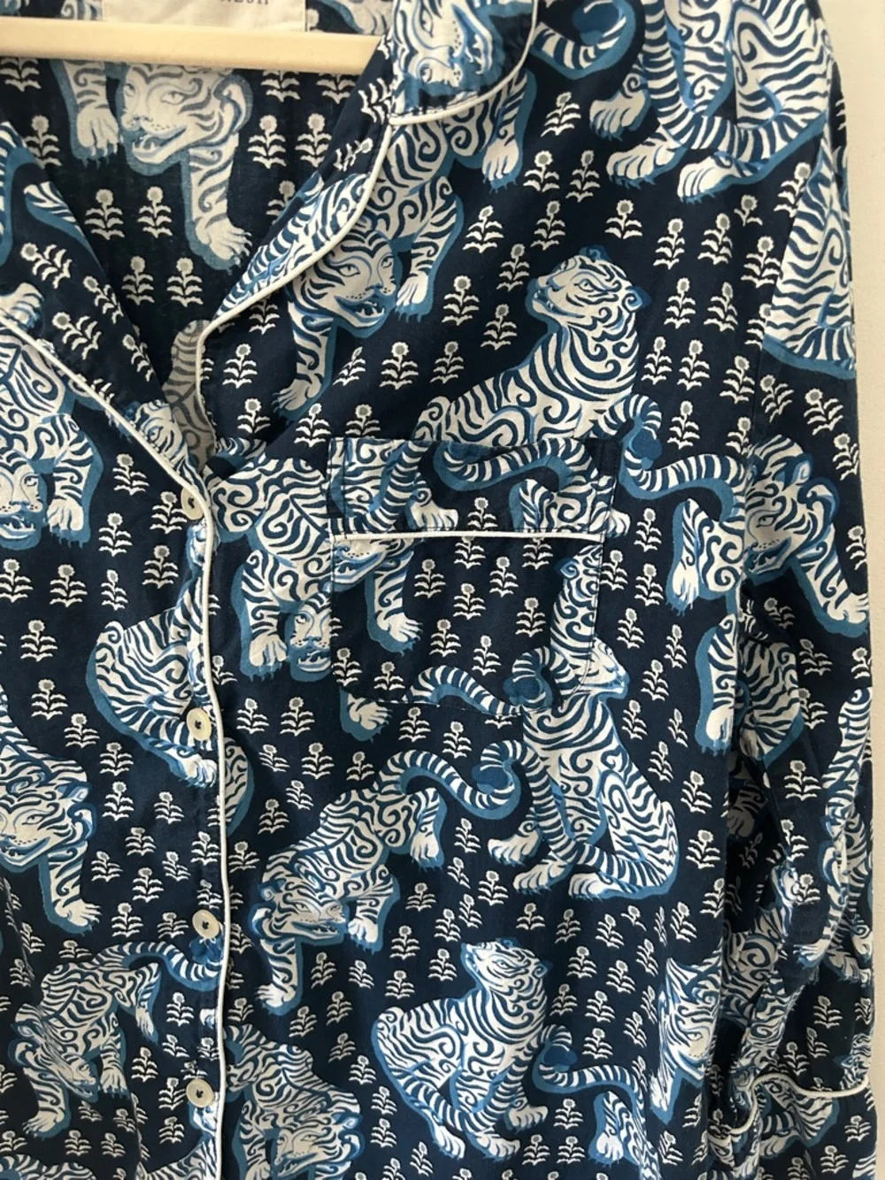 Printfresh Tiger Queen Pajama Top M Navy & White Organic Cotton - Picture 7 of 14